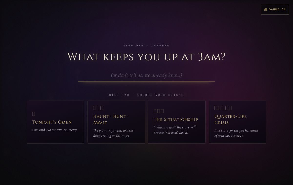 Tarot reading interface